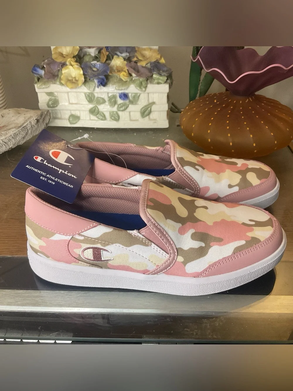CHAMPION WOMENS MERE CAMO SLIP ON SNEAKERS 7.5 NEW